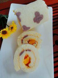 彩绘紫薯芒果蛋糕卷的做法步骤15